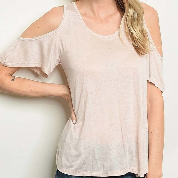 🧚BLUSH CRISSCROSS BACK OFF SHOULDER LOOSE FIT TOP - Picture 2 of 2